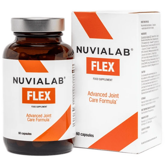Frasco de NuviaLab Flex, suplemento para el bienestar articular